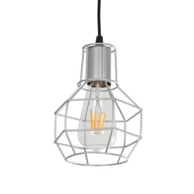 LEDTM® CAGE 00951 Vintage Κρεμαστό Φωτιστικό Οροφής με Ντουί 1 x E27 AC 220-240V IP20 - Ασημί - Μ15 x Π15 x Y22cm