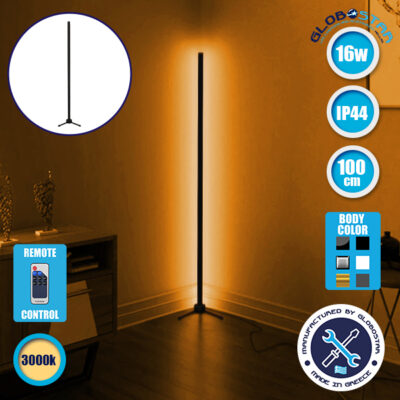 Μοντέρνο Minimal Επιδαπέδιο Μαύρο Φωτιστικό 100cm LED 16 Watt με Ασύρματο Χειριστήριο RF & Dimmer Θερμό Λευκό 3000k LEDTM ALIEN Design GLOBO-100-3