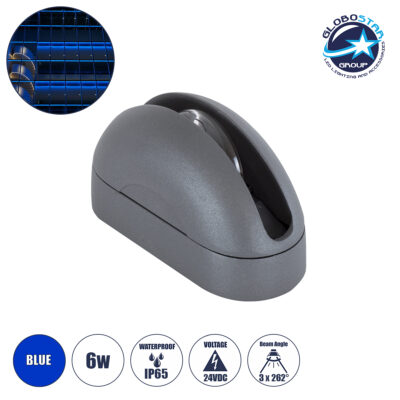 LEDTM® WINDOWCURBA 90111 Φωτιστικό Ανάδειξης Παραθύρων LED 6W 480lm 3°x262° DC 24V Αδιάβροχο IP65 Μπλε Dimmable - CREE XPE Chip - Γκρι Ανθρακί - Μ12 x Π5.3 x Υ6.5cm - 3 Χρόνια Εγγύηση