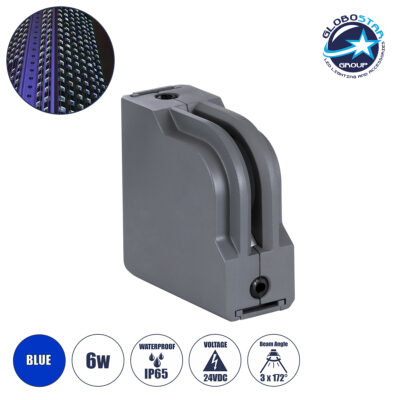 LEDTM® WINDOWCORNA 90115 Γωνιακό Φωτιστικό Ανάδειξης Παραθύρων LED 6W 480lm 3°x172° DC 24V Αδιάβροχο IP65 Μπλε Dimmable - CREE XPE Chip - Γκρι Ανθρακί - Μ12 x Π4 x Υ12cm - 3 Χρόνια Εγγύηση
