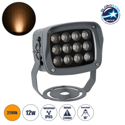 LEDTM® FLOODXENA 90120 Προβολέας Σποτ Wall Washer LED 12W 1260lm 10° AC 220-240V Αδιάβροχο IP65 Ultra Θερμό Λευκό 2200K - Bridgelux SMD Chip - Γκρι Ανθρακί - Μ13.5 x Π11 x Υ15cm - 3 Χρόνια Εγγύηση