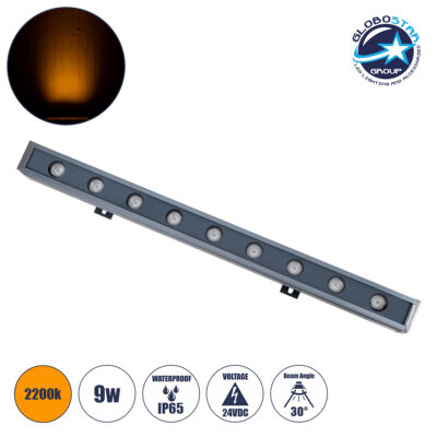 LEDTM® WASHERMARGO 90171 Μπάρα Φωτισμού Wall Washer LED 9W 945lm 30° DC 24V Αδιάβροχο IP65 Ultra Θερμό Λευκό 2200K Dimmable - Bridgelux SMD Chip - Γκρι Ανθρακί - Μ50 x Π4 x Υ5cm - 3 Χρόνια Εγγύηση