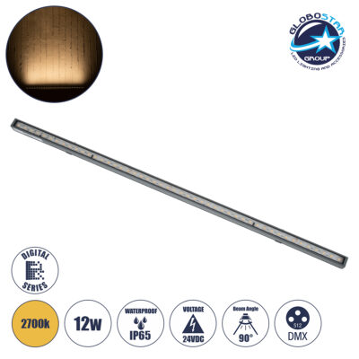 LEDTM® DIGI-BAR 90209 Ψηφιακή Μπάρα Φωτισμού Wall Washer Digital Pixel Facade Tuber Bar LED 12W 840lm 90° DC 24V Αδιάβροχο IP65 L100 x W3.2 x H3cm Θερμό Λευκό 2700K DMX512 - Ασημί με Διάφανο Κάλυμμα - 3 Years Warranty