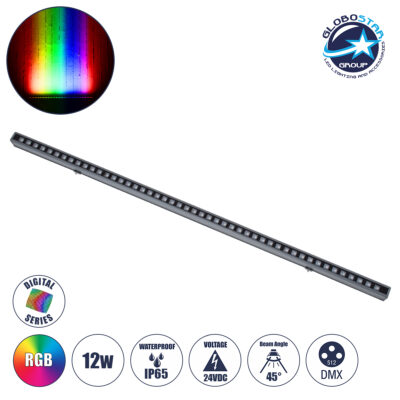 LEDTM® DIGIBAR 90212 Ψηφιακή Pixel Addressable Facade Μπάρα LED 12W 600lm 45° DC 24V Αδιάβροχο IP65 8 x Pixel Πολύχρωμο RGB Dimmable DMX512 SPI/TTL Protocol IC UCS512C4 - Bridgelux SMD Chip - Γκρι Ανθρακί - Μ100 x Π3.5 x Υ3.2cm - 3 Χρόνια Εγγύηση