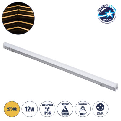 LEDTM® DIGIBAR 90213 Ψηφιακή Pixel Addressable Facade Μπάρα LED 12W 840lm 180° DC 24V Αδιάβροχο IP65 8 x Pixel Θερμό Λευκό 2700K Dimmable DMX512 SPI/TTL Protocol IC UCS512C0 - Bridgelux SMD Chip - Ασημί με Λευκό Γαλακτερό Κάλυμμα - Μ100 x Π3 x Υ4.5cm - 3 Χρόνια Εγγύηση