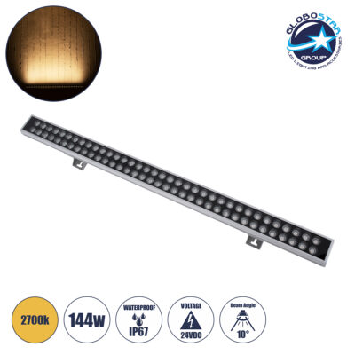 LEDTM® WASHERGAIA 90215 Μπάρα Φωτισμού Wall Washer LED 144W 15120lm 10° DC 24V Αδιάβροχο IP67 Θερμό Λευκό 2700K Dimmable - Bridgelux SMD Chip - Ασημί - Μ100 x Π7.3 x Υ4.3cm - 3 Χρόνια Εγγύηση