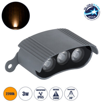 LEDTM® TREELIGHT-ZINA 90230 Κυρτή Μπάρα Φωτισμού Wall Washer με Αντιθαμβωτική Γρίλια Ειδική για Φυτά - Δέντρα LED 3W 255lm 30° DC 24V Αδιάβροχο IP65 Μ9 x Π6.5 x Υ4cm Αρχιτεκτονικό Πορτοκαλί 2200K - Γκρι Ανθρακί - 3 Years Warranty