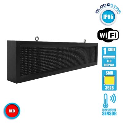 LEDTM® DISPLAY 90251 Κυλιόμενη Ψηφιακή Επιγραφή P10 Μονής Όψης LED AC 220-240V Αδιάβροχο IP65 Κόκκινο - WiFi Control μέσω FK APP - Αισθητήρας Θερμοκρασίας & Υγρασίας - Μ104 x Π9 x Υ24cm - 2 Χρόνια Εγγύηση