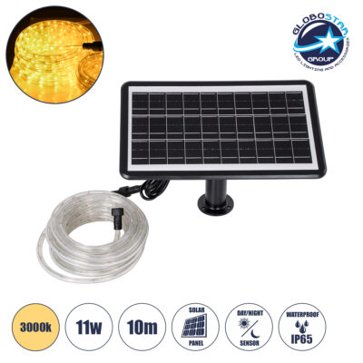 LEDTM® 90256 Αυτόνομο Ηλιακό Σετ Φωτοσωλήνα 10m LED 11W 770lm με Ενσωματωμένη Μπαταρία 10000mAh - Φωτοβολταϊκό Πάνελ & Αισθητήρα Ημέρας-Νύχτας Αδιάβροχο IP65 - Θερμό Λευκό 3000K