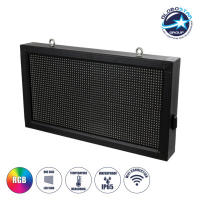 LEDTM® DISPLAY 90277 Κυλιόμενη Ψηφιακή Επιγραφή 64x32cm P10 Μονής Όψης LED AC 220-240V Αδιάβροχο IP65 RGB - WiFi Control μέσω FK APP - Αισθητήρας Θερμοκρασίας & Υγρασίας - Μ72 x Π9 x Υ42.5cm - 2 Χρόνια Εγγύηση