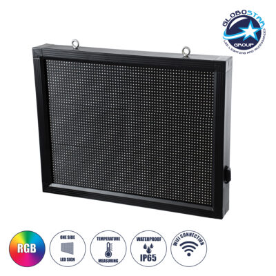 LEDTM® DISPLAY 90287 Κυλιόμενη Ψηφιακή Επιγραφή 64x48cm P10 Μονής Όψης LED AC 220-240V Αδιάβροχο IP65 RGB - WiFi Control μέσω FK APP - Αισθητήρας Θερμοκρασίας & Υγρασίας - Μ72 x Π9 x Υ56cm - 2 Χρόνια Εγγύηση