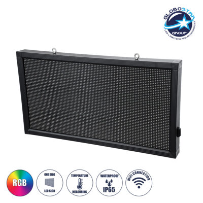 LEDTM® DISPLAY 90297 Κυλιόμενη Ψηφιακή Επιγραφή 96x48cm P10 Μονής Όψης LED AC 220-240V Αδιάβροχο IP65 RGB - WiFi Control μέσω FK APP - Αισθητήρας Θερμοκρασίας & Υγρασίας - Μ104 x Π9 x Υ56cm - 2 Χρόνια Εγγύηση