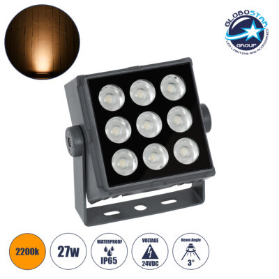 LEDTM® FLOODTINY 90367 Προβολέας Σποτ Wall Washer LED 27W 2835lm 3° DC 24V Αδιάβροχο IP65 Ultra Θερμό Λευκό 2200K Dimmable - Bridgelux SMD Chip - Γκρι Ανθρακί - Μ13.8 x Π16.4 x Υ7cm - 3 Χρόνια Εγγύηση