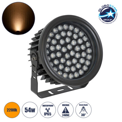 LEDTM® FLOODNEVA 90397 Προβολέας Σποτ Wall Washer LED 54W 4590lm 30° DC 24V Αδιάβροχο IP65 Ultra Θερμό Λευκό 2200K Dimmable - Bridgelux SMD Chip - Μαύρο - Μ24.5 x Π24.5 x Υ14.7cm - 3 Χρόνια Εγγύηση