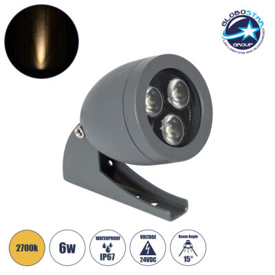 LEDTM® TREESPO 90465 Φωτιστικό Σποτ για Φυτά - Δέντρα LED 6W 660lm 15° DC 24V Αδιάβροχο IP65 Θερμό Λευκό 2700K Dimmable - Bridgelux SMD Chip - Γκρι Ανθρακί - Μ6.6 x Π9 x Υ12cm - 3 Χρόνια Εγγύηση