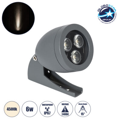 LEDTM® TREELIGHT-TREESPO 90466 Σποτ Φωτισμού Ειδικό για Φυτά - Δέντρα LED 6W 690lm 15° DC 24V Αδιάβροχο IP67 Μ6.6 x Π9 x Υ12cm Φυσικό Λευκό 4500K - Γκρι Ανθρακί - 3 Years Warranty