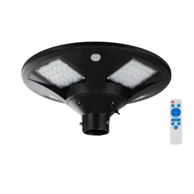 LEDTM® PARK 90501 Φωτιστικό Κεφαλής Post Top Πλατείας/Πάρκου/Κήπου με Ασύρματο Χειριστήριο LED 20W 800lm 120° με Ενσωματωμένο Φωτοβολταϊκό Panel 6V 20W & Επαναφορτιζόμενη Μπαταρία Li-ion 3.2V 25000mAh με Αισθητήρα Κίνησης-Ημέρας-Νύχτας Αδιάβροχο IP67 Θερμό Λευκό 2700K - Γκρι Ανθρακί - Φ50 x Υ20cm - 2 Χρόνια Εγγύηση