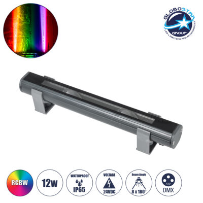 LEDTM® WINDOWBARI 90513 Φωτιστικό Ανάδειξης Παραθύρων LED 12W 960lm 8°x180° DC 24V Αδιάβροχο IP65 Πολύχρωμο RGBW Dimmable DMX512 - CREE XPE Chip - Γκρι Ανθρακί - Μ30 x Π4 x Υ3.5cm - 3 Χρόνια Εγγύηση