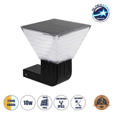 LEDTM® GRACIOUS 90529 Φωτιστικό Κολωνάκι Κήπου LED 10W 500lm 120° με Ενσωματωμένο Φωτοβολταϊκό Panel 6V 2W & Επαναφορτιζόμενη Μπαταρία Li-ion 3.2V 1800mAh με Αισθητήρα Ημέρας-Νύχτας Αδιάβροχο IP65 Ρυθμιζόμενο Λευκό CCT με Διακόπτη στο Σώμα 2700K/4500K/6000K - Sanan SMD Chip - Γκρι Ανθρακί - Μ29 x Π24 x Υ24cm - 2 Χρόνια Εγγύηση