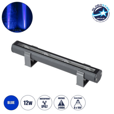 LEDTM® WINDOWBARI 90539 Φωτιστικό Ανάδειξης Παραθύρων LED 12W 960lm 8°x180° DC 24V Αδιάβροχο IP67 Μπλε Dimmable - CREE XPE Chip - Γκρι Ανθρακί - Μ30 x Π4 x Υ3.5cm - 3 Χρόνια Εγγύηση