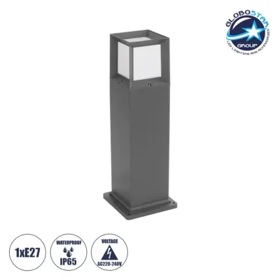 LEDTM® PALASO 90547 Φωτιστικό Κολωνάκι Κήπου με Ντουί 1 x E27 AC 220-240V Αδιάβροχο IP65 - Γκρι Ανθρακί - Μ20 x Π20 x Υ60.5cm