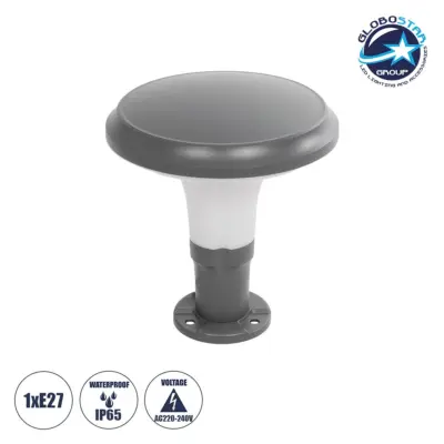 LEDTM® WHISPER 90553 Φωτιστικό Κολωνάκι Κήπου με Ντουί 1 x E27 AC 220-240V Αδιάβροχο IP65 - Γκρι Ανθρακί - Μ27 x Π27 x Υ29cm