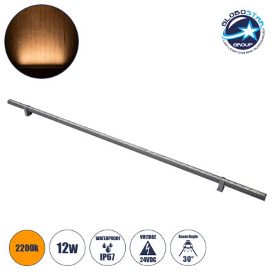 LEDTM® WASHERSTELLAR 90574 Μπάρα Φωτισμού Wall Washer LED 12W 1260lm 30° DC 24V Αδιάβροχο IP67 Ultra Θερμό Λευκό 2200K Dimmable - Bridgelux SMD Chip - Γκρι Ανθρακί - Μ100 x Π2 x Υ1.8cm - 3 Χρόνια Εγγύηση