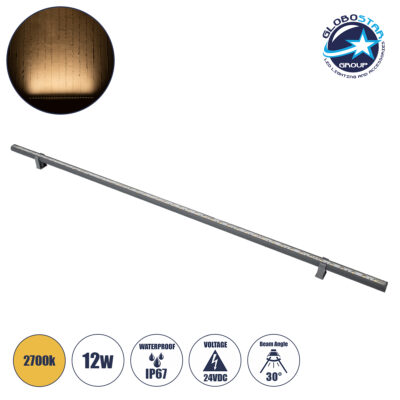 LEDTM® WASHERSTELLAR 90575 Μπάρα Φωτισμού Wall Washer LED 12W 1320lm 30° DC 24V Αδιάβροχο IP67 Θερμό Λευκό 2700K Dimmable - Bridgelux SMD Chip - Γκρι Ανθρακί - Μ100 x Π2 x Υ1.8cm - 3 Χρόνια Εγγύηση