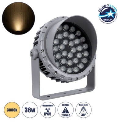 LEDTM® FLOODMENA 90645 Προβολέας Σποτ Wall Washer με Αντιθαμβωτική Γρίλια LED 36W 3240lm 30° AC 220-240V Αδιάβροχο IP65 Θερμό Λευκό 2700K - Bridgelux SMD Chip - Γκρι Ανθρακί - Μ23 x Π23 x Υ18cm - 3 Χρόνια Εγγύηση