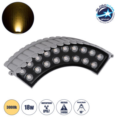 LEDTM® TREEJINA 90690 Κυρτή Μπάρα Φωτισμού Wall Washer για Φυτά - Δέντρα LED 18W 1620lm 10° DC 24V Αδιάβροχο IP67 Θερμό Λευκό 2700K Dimmable - Bridgelux SMD Chip - Γκρι Ανθρακί - Μ29 x Π11 x Υ10.5cm - 3 Χρόνια Εγγύηση