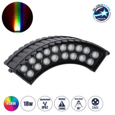 LEDTM® TREELIGHT-JINA 90695 Κυρτή Μπάρα Φωτισμού Wall Washer με Αντιθαμβωτική Γρίλια Ειδική για Φυτά - Δέντρα LED 18W 1530lm 10° DC 24V Αδιάβροχο IP67 L29 x W11 x H10.5cm RGBW DMX512 - Γκρι Ανθρακί - 3 Years Warranty