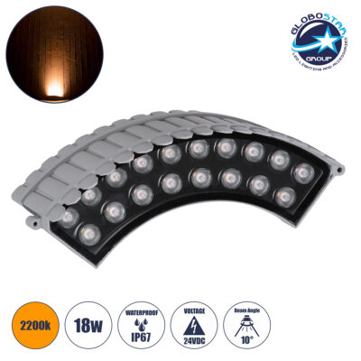 LEDTM® TREEJINA 90697 Κυρτή Μπάρα Φωτισμού Wall Washer για Φυτά - Δέντρα LED 18W 1530lm 10° DC 24V Αδιάβροχο IP67 Ultra Θερμό Λευκό 2200K Dimmable - Bridgelux SMD Chip - Γκρι Ανθρακί - Μ29 x Π11 x Υ10.5cm - 3 Χρόνια Εγγύηση