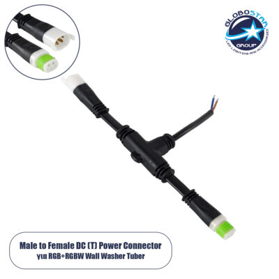 LEDTM® WWCONNECTOR 90709 5 Pin Σύνδεσμος Τροφοδοσίας I για Wall Washers & Προβολείς με Είσοδο 1 x Αρσενικό Βύσμα & Έξοδο 1 x Θηλυκό Βύσμα Αδιάβροχο IP65 - Μαύρο - Μ20 x Π11.5 x Υ1.5cm