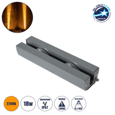 LEDTM® WINDOWARTE 90718 Φωτιστικό Ανάδειξης Παραθύρων LED 18W 1530lm 8°x180° DC 24V Αδιάβροχο IP67 Ultra Θερμό Λευκό 2200K Dimmable - CREE XPE Chip - Γκρι Ανθρακί - Μ25 x Π7 x Υ4.5cm - 3 Χρόνια Εγγύηση