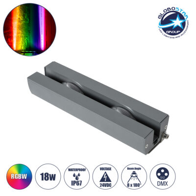 LEDTM® WINDOWARTE 90721 Φωτιστικό Ανάδειξης Παραθύρων LED 18W 1440lm 8°x180° DC 24V Αδιάβροχο IP67 Πολύχρωμο RGBW Dimmable DMX512 - CREE XPE Chip - Γκρι Ανθρακί - Μ25 x Π7 x Υ4.5cm - 3 Χρόνια Εγγύηση