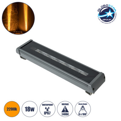 LEDTM® WINDOWRAFI 90726 Φωτιστικό Ανάδειξης Παραθύρων LED 18W 1530lm 8°x180° DC 24V Αδιάβροχο IP67 Ultra Θερμό Λευκό 2200K Dimmable - CREE XPE Chip - Γκρι Ανθρακί - Μ30.5 x Π6.7 x Υ4.5cm - 3 Χρόνια Εγγύηση