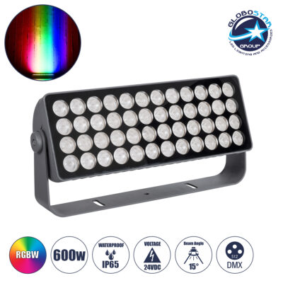 LEDTM® FLOOD-TURBO 90733 Προβολέας Wall Washer για Φωτισμό Κτιρίων LED 600W 33490lm 15° DC 24V Αδιάβροχο IP65 Μ50 x Π18.5 x Υ12.5cm Πολύχρωμο RGBW DMX512 - Γκρι Ανθρακί - 3 Χρόνι+C626α Εγγύηση