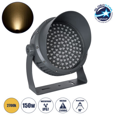 LEDTM® FLOODIMO 90749 Προβολέας Σποτ Wall Washer με Αντιθαμβωτική Γρίλια LED 150W 13500lm 10° AC 220-240V Αδιάβροχο IP67 Θερμό Λευκό 2700K - Bridgelux SMD Chip - Γκρι Ανθρακί - Μ43 x Π45 x Υ46cm - 3 Χρόνια Εγγύηση