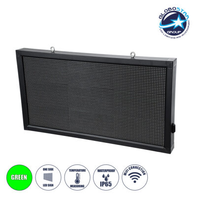 LEDTM® DISPLAY 90809 Κυλιόμενη Ψηφιακή Επιγραφή 96x48cm P10 Μονής Όψης LED AC 220-240V Αδιάβροχο IP65 Πράσινο - WiFi Control μέσω FK APP - Αισθητήρας Θερμοκρασίας & Υγρασίας - Μ104 x Π9 x Υ56cm - 2 Χρόνια Εγγύηση