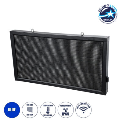 LEDTM® DISPLAY 90810 Κυλιόμενη Ψηφιακή Επιγραφή 96x48cm P10 Μονής Όψης LED AC 220-240V Αδιάβροχο IP65 Μπλε - WiFi Control μέσω FK APP - Αισθητήρας Θερμοκρασίας & Υγρασίας - Μ104 x Π9 x Υ56cm - 2 Χρόνια Εγγύηση