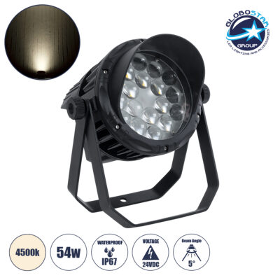 LEDTM® FLOODKARA 90817 Προβολέας Σποτ Wall Washer με Αντιθαμβωτική Γρίλια LED 54W 6750lm 5° DC 24V Αδιάβροχο IP67 Φυσικό Λευκό 4500K Dimmable - CREE XPE Chip - Γκρι Ανθρακί - Μ28 x Π32 x H27cm - 3 Χρόνια Εγγύηση