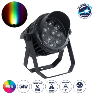 LEDTM® FLOODKARA 90820 Προβολέας Σποτ Wall Washer με Αντιθαμβωτική Γρίλια LED 54W 5940lm 5° DC 24V Αδιάβροχο IP67 Πολύχρωμο RGBW Dimmable DMX512 - CREE XPE Chip - Γκρι Ανθρακί - Μ28 x Π32 x H27cm - 3 Χρόνια Εγγύηση