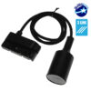 LEDTM S-40056 Διφασικός Connector 3 Καλωδίων με 1 Μέτρο Υφασμάτινο Καλώδιο και Ντουί E27 για Μαύρη Ράγα Οροφής