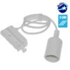 LEDTM S-40055 Διφασικός Connector 3 Καλωδίων με 1 Μέτρο Υφασμάτινο Καλώδιο και Ντουί E27 για Λευκή Ράγα Οροφής