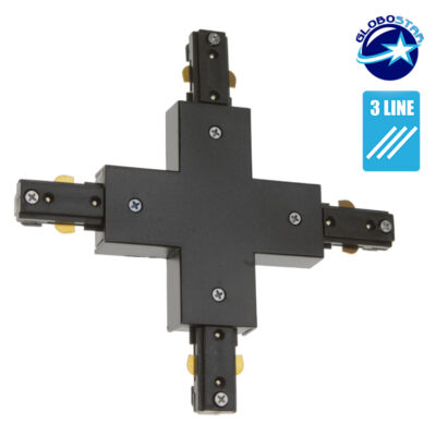 LEDTM S-40052 Διφασικός Connector 3 Καλωδίων Συνδεσμολογίας Cross (+) για Μαύρη Ράγα Οροφής