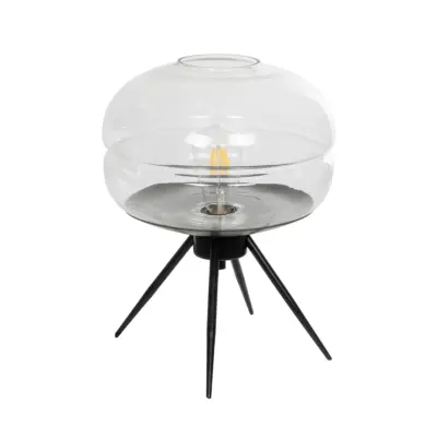 LEDTM® JAVAN 999-0036 Μοντέρνο Επιτραπέζιο Φωτιστικό Πορτατίφ με Ντουί 1 x E27 AC 220-240V IP20 - Διάφανο & Μαύρο - Μ30 x Π30 x Υ40cm
