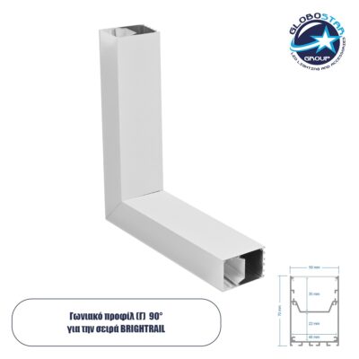 LEDTM® ALP-CORNER-SIDE90 BRIGHTRAIL 61777 Επιφανειακό / Κρεμαστό Προφίλ Αλουμινίου Γωνία με Λευκό Γαλακτερό Πατητό Κάλυμμα για Ταινίες LED IP20 - Λευκό Ματ - Μ30 x Π5 x Υ7.5cm