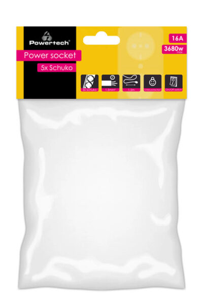 Alternative view of LEDTM πολύπριζο PT-874, 5x schuko, 16A, 1.5m, λευκό