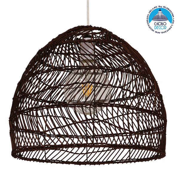 LEDTM® MALIBU 00970 Boho Κρεμαστό Φωτιστικό Οροφής με Ντουί 1 x E27 AC 220-240V IP20 - Καφέ - Μ40 x Π40 x Υ35cm