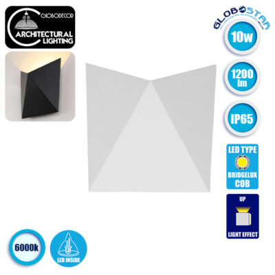 LEDTM® STEALTH 96503 Μοντέρνο Φωτιστικό Τοίχου - Απλίκα LED 10W 1200lm 60° AC 220-240V Αδιάβροχο IP65 Ψυχρό Λευκό 6000K - Bridgelux COB Chip & TÜV SÜD Driver - Λευκό Ματ - Μ17 x Π7.5 x Υ17cm - 5 Χρόνια Εγγύηση